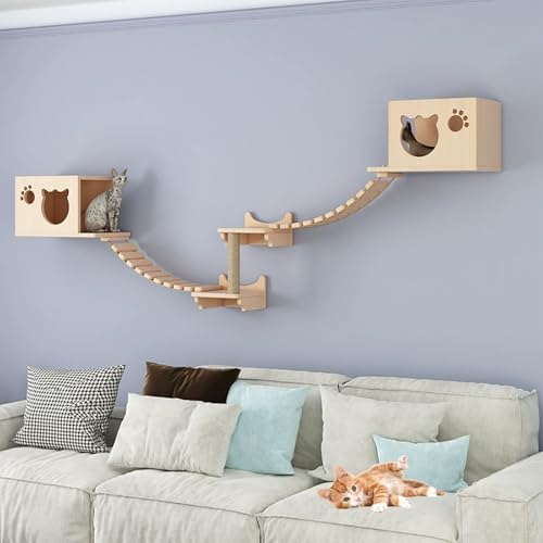 ZSXZCBDQ Katzenkletterwand-Set, Mit Wandkratzbaum, Zur Wandmontage, Katzenhaus, Katzentreppe,(Package 2) von ZSXZCBDQ