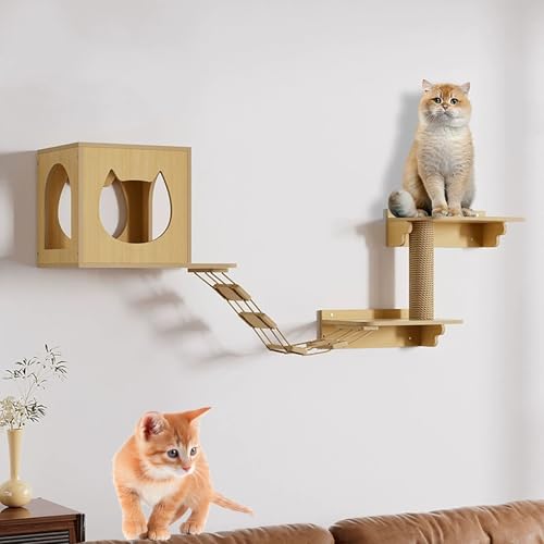 ZSXZCBDQ Wandmontiertes Katzenmöbelset, Wandpark Mit Katzenlounge, Katzenkletterwand Für Katzen Zum Klettern, Spielen, Kratzen(Package 2) von ZSXZCBDQ