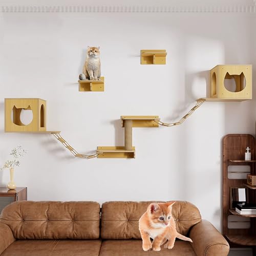 ZSXZCBDQ Wandmontiertes Katzenmöbelset, Wandpark Mit Katzenlounge, Katzenkletterwand Für Katzen Zum Klettern, Spielen, Kratzen(Package 3) von ZSXZCBDQ