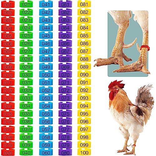 Pack of 100PCS Chicken Foot Ring Open Snap Duck and Goose Poultry Leg Bands Foot Ring Colourful Poultry Leg Ring Inner Ring Diameter (0.62inch/1.6cm) Snap Design Can Be Recycled von ZUDKSUY