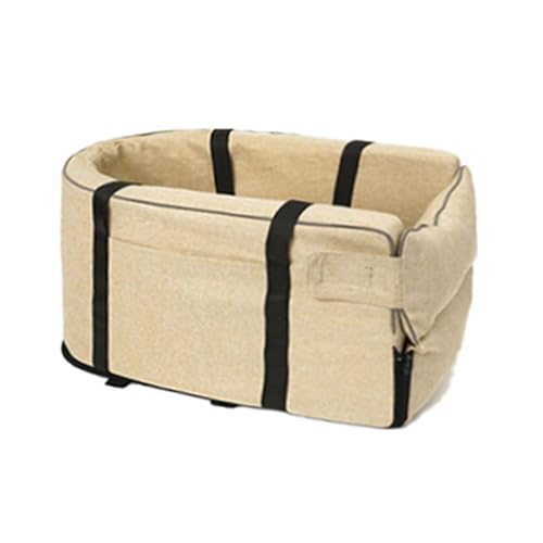 Gentle Paws Car Seat Cat Carrier,Gentle Paws Pet Car Seat, Hunde Autositz,Verstärkter Hundesitz Auto,Mittelkonsole für Hunde,Booster Hundesitz,Reise Sicherheit Autositz,Hundekorb Auto (Khaki) von ZUICC