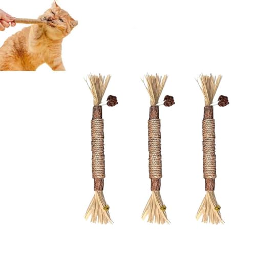 Nylatails Silvervine Dental Stick,Katzenminze Sticks,Zahnreinigende Knabberstangen Katze,Natürlich Sicher Katzensticks Kausticks,Zum Schleifen von Zähnen,Für ​Katze Zu Spielen,Beißen,Kauen (3 Stück) von ZUICC