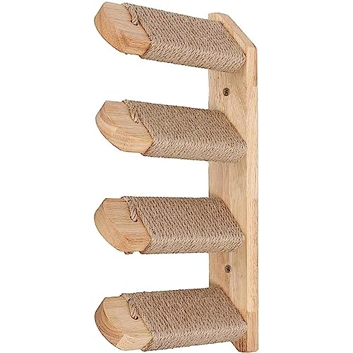 Kratzsäulen Kratzbaum aus Holz, wandmontierte Katzen, Kletterleiter, Holztreppe, Haustiermöbel, Wandregal-Set für Kätzchen, Sitzstange für Katzen Gemütlich von ZUMAHA