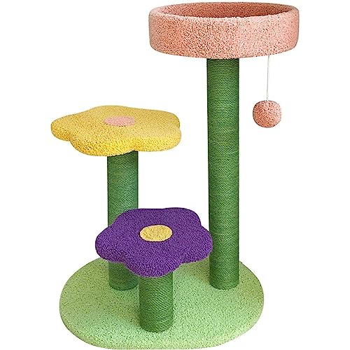 Neu Mehrstufiger Kratzbaum mit Kratzspielzeug, lustiges Katzenspielzeug, Kratzball, Sprungturm, Übung, Aktivität, Schlafen, nordischer Stil Modern von ZUMAHA