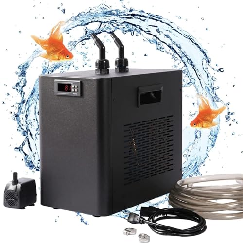 ZUMAHA AquariumküHler, 42 Gallonen 1/10 Ps WasserküHler, HydrokulturküHler, AquariumküHlung FüR Axolotl-Korallenriffgarnelen, Mit Pumpe Und Schlauch,160L von ZUMAHA