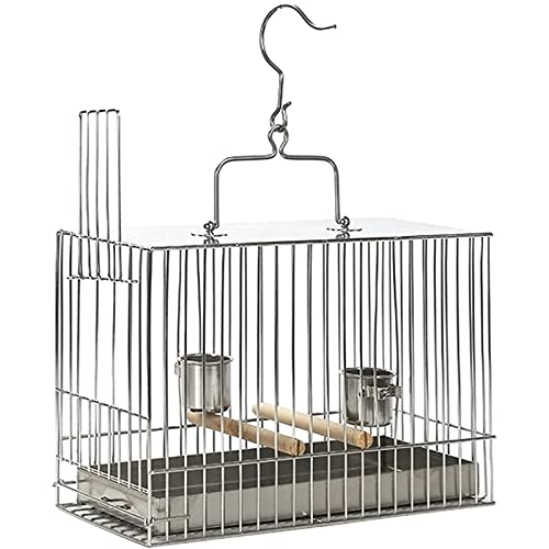 ZUMAHA Sicherheit Schubladen-Vogelkäfig, quadratischer Metall-Vogelkäfig mit 2 Edelstahl-Vogelhäuschen, tragbarer Reise-Vogelkäfig zum Aufhängen Solide von ZUMAHA