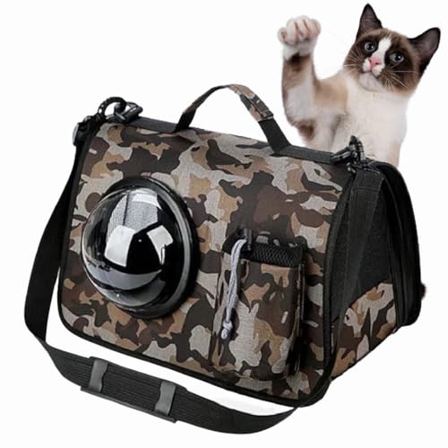 Tragetasche für Katzen, faltbare Tragetasche für kleine Haustiere, Reisetasche mit verstellbarem Schultergurt (Camouflage) von ZUNOVI