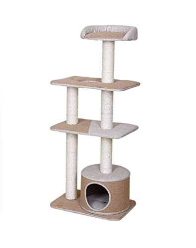 Katzenbaum, Sisal-Katzenbaumhaus mit Sprungplattform, multifunktionaler Klettergerüst für große Katzen, Kätzchen, das Haustierspielzeug spielt Warm as Ever von ZURBAQD