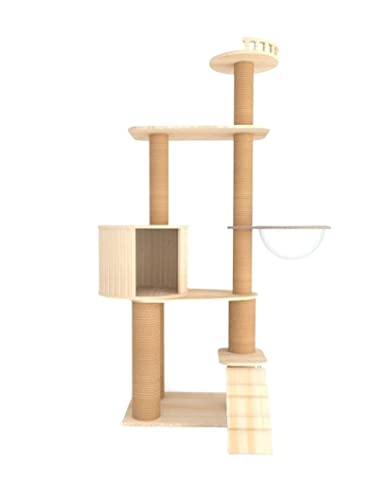 Kratzbaum, Raumkapsel für Katzen, Katzenständer, Sprungplattform für Katzen, Katzentoilette, Katzenbaum aus massivem Holz, Klettergerüst für Katzen, Katzenturm (blau: A, Größe: 40 x 60 x 162 cm) Warm von ZURBAQD
