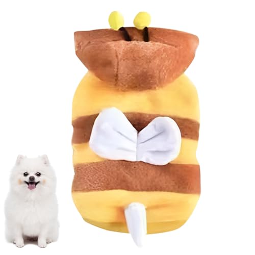 ZUREGO Warmer Hunde-Hoodie | Cartoon Bee Design Pullover Plüsch Hoodie für Hund Winter,Gemütlicher Einteiler, Overall, Bekleidung, Outfit, Kleidung, Warmer und weicher Mantel für mittelgroße und von ZUREGO