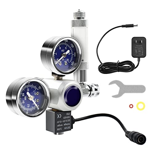 ZUYIYI CO2-Regler für Aquarium, großes Dual-Gauge-Display, 12 V DC Magnetblasenzähler mit Rückschlagventil, Kohlendioxid-Regler, geeignet für US-Standard CGA320 CO2-Zylinder. von ZUYIYI