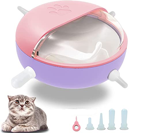 ZWEBY Puppy Kitten Feeder, Silikon Puppy Feeder mit Nippeln, Pet Milk Feeder, Pet Self Feeding Device, 4 Nippel Self Feeding Milchnapf für Kätzchen, Welpen, Kaninchen, Lamm (Pink) von ZWEBY