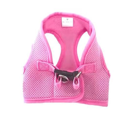 2024 Neue Pet Harness Hund Leine Weste Kragen Kleine Hund Atmungsaktive Mesh Hund Seil Harness (Color : Pink, Size : M) von ZWHHW