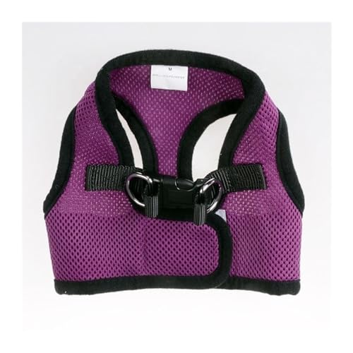 2024 Neue Pet Harness Hund Leine Weste Kragen Kleine Hund Atmungsaktive Mesh Hund Seil Harness (Color : Purple, Size : L) von ZWHHW