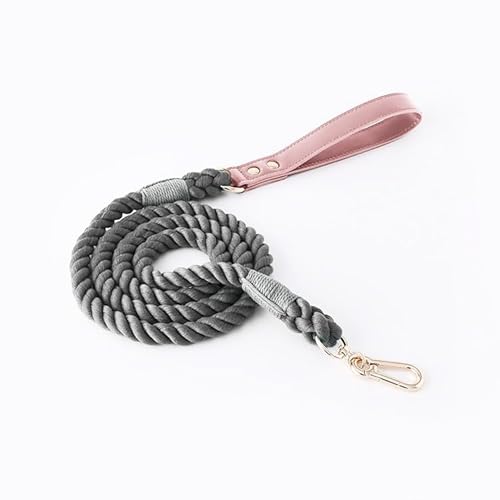 Handgewebtes, farbenfrohes Hundeleinen-Set aus Leder for Hundehalsbänder (Color : Darkgray, Size : 120cm*12mm) von ZWHHW