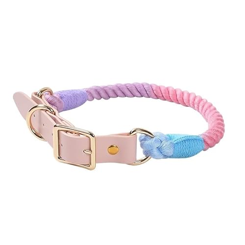 Handgewebtes, farbenfrohes Hundeleinen-Set aus Leder for Hundehalsbänder (Color : Macaron, Size : S) von ZWHHW