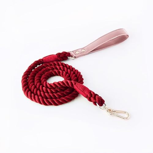 Handgewebtes, farbenfrohes Hundeleinen-Set aus Leder for Hundehalsbänder (Color : WineRed, Size : 120cm*12mm) von ZWHHW