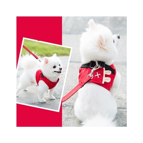 Neues Haustierleine-Hundegeschirr for kleine und mittelgroße Hundewesten im Teddy-Hundeleine-Hundeleine-Hundelaufseilzubehör (Color : CherryRed, Size : S) von ZWHHW