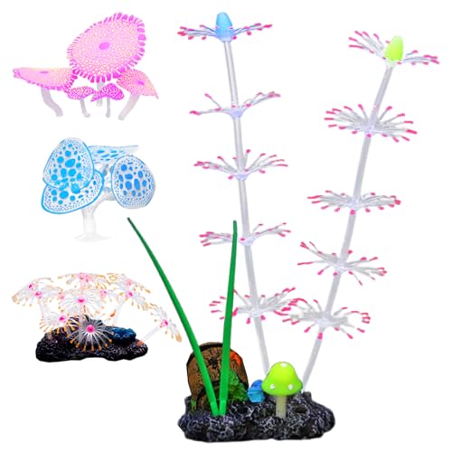 ZWTPGKRD Set mit 4 fluoreszierenden farbigen Korallen, Gras, Aquarien, Dekoration mit lebensechten detaillierten, sicheren und hellen Farblandschaften ZWTPGKRD Set mit 4 fluoreszierenden farbigen Korallen, Gras, Aquarien, Dekoration mit lebensechten detaillierten, sicheren und hellen Farblandschaften von ZWTPGKRD
