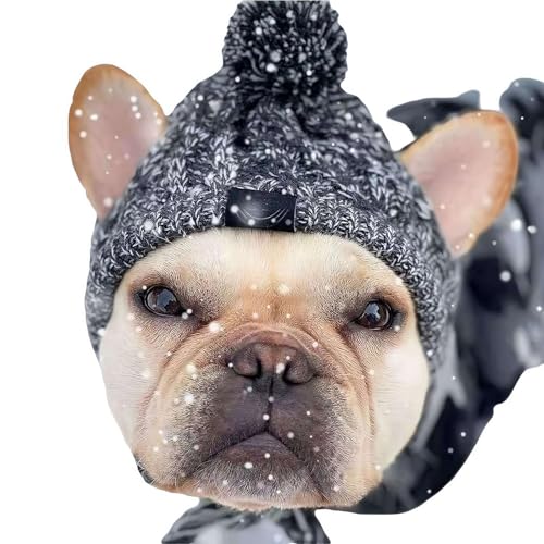 WarPet Hunde-Strickmütze, Winter-Strickmütze, warm, winddicht, mit Bommel-Ohrlöchern, Quaste, Winter-Ohrenwärmer für kleine, mittelgroße und große Hunde und Katzen von ZXCVWWE