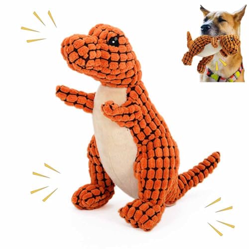 ZXCVWWE Neue Unzerstörbare Robuste Dino,Hund Kauspielzeug mit Dino Design, Hundespielzeug Quietschend, Spielzeug Hund Unzerstörbar, Langlebiges Plüsch-Kauspielzeug für große Welpen und Kleine von ZXCVWWE