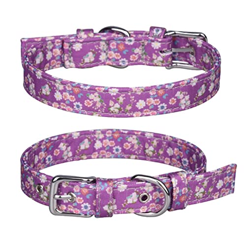 1 Pc Cute Canvas Pet Collar Flower Pattern Bohemian Style Adjustable Size Collar Cat Necklace Sweet Pet Accessories-E,2.5x51cm von ZXDC