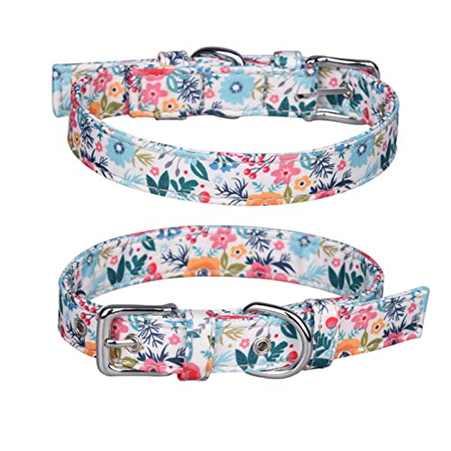 1 Pc Cute Canvas Pet Collar Flower Pattern Bohemian Style Adjustable Size Collar Cat Necklace Sweet Pet Accessories-H,1.5x37cm von ZXDC