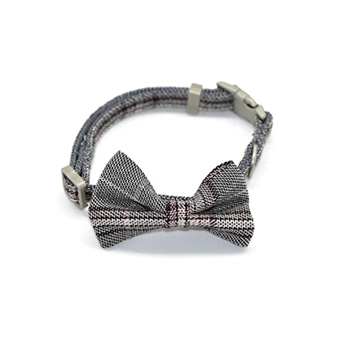 1 Pc Cute Plaid Bowknot Hundehalsband Verstellbare Baumwolle Kleine Mittelgroße Hundehalsbänder Stop Welpen Katzen Fliege Halskette Haustiere-Grau,1.5x28-40cm von ZXDC