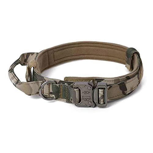 1 Pc Langlebiges Taktisches Hundehalsband-Leine-Set Verstellbare Militärische Haustier-Halsbandleine Mittelgroßer Hund Deutscher Schäferhund-Camouflage,L von ZXDC