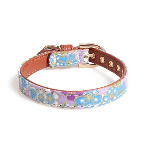 1 Pc Lovely Bowknot Pets Cat Dog Collar Printing Floral Adjustable Puppy Cats Necklace Leather Small Dogs Collars-Purple,L von ZXDC