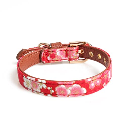 1 Pc Lovely Bowknot Pets Cat Dog Collar Printing Floral Adjustable Puppy Cats Necklace Leather Small Dogs Collars-Rose,M von ZXDC