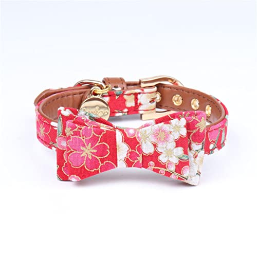 1 Pc Lovely Bowknot Pets Cat Dog Collar Printing Floral Adjustable Puppy Cats Necklace Leather Small Dogs Collars-Rose Bowknot,S von ZXDC