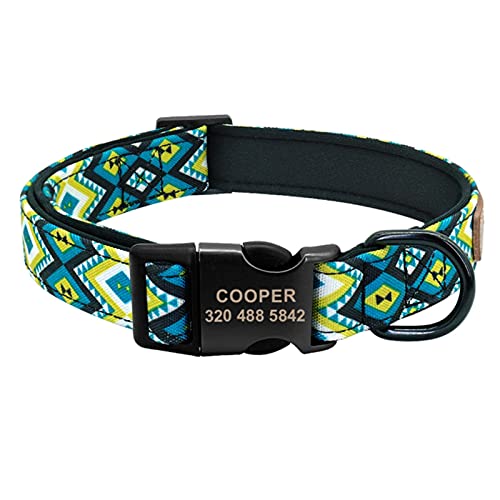 1 Pc Personalisiertes Hundehalsband Mit Leine Nylon-Haustierhalsbänder Bunt Bedruckte Laufleine Für Kleine Mittelgroße Hunde-Blaues Halsband,S von ZXDC