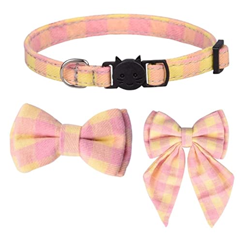 1 Pc Pet Puppy Cat Cute Bow Collar Gitterkragen mit Bowtie Abnehmbare Schleife Dekoration Bequem Einstellbar-P von ZXDC