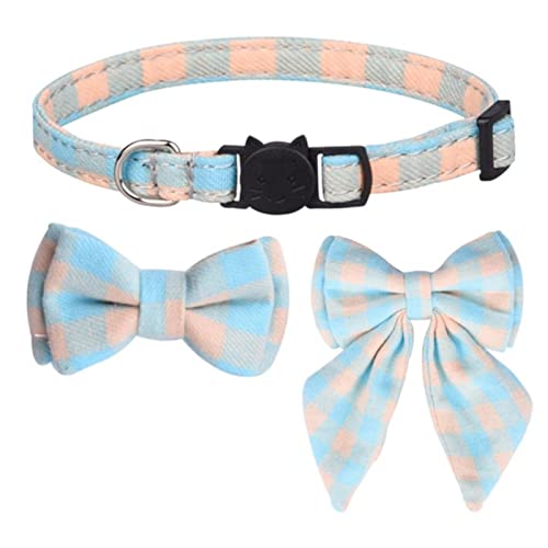 1 Pc Pet Puppy Cat Cute Bow Collar Lattice Collar Mit Bowtie Abnehmbarer Schleife Dekoration Bequem Einstellbar-L von ZXDC