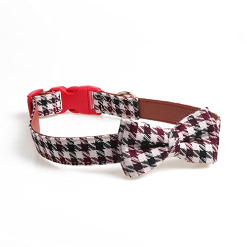 1 Pc Plaid Haustiere Hundehalsbänder Leder Bowknot Welpen Katzen Halskette Verstellbare Bulldogge Fliege Hundehalsbänder-Weinrot,S von ZXDC