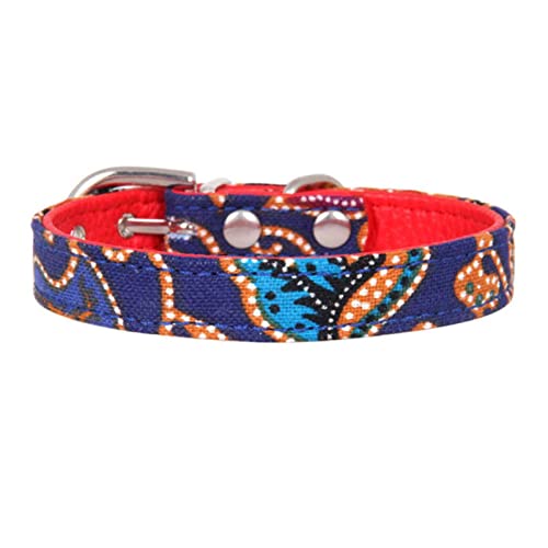 1 Pc Print Kleines Hundehalsband Süße Schleife Katzenhalsband Verstellbares Welpenhalsband Leder Hundeleine Für Chihuahua Spitz-Blau,M von ZXDC