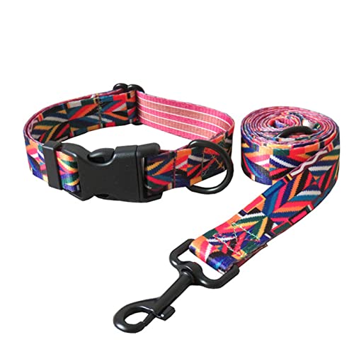 1 Pc Soft Hundehalsband Leine Haustier Sicherheitsgurt Verstellbares Geschirr für Kleine Mittlere Welpen Lauftraining Seilleine-Regenbogen,M von ZXDC