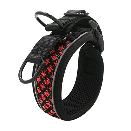 1 Stück Abnehmbares Halsband und Leine Set Pet Ring Verbreiterung Reflektierendes Hundehalsband für Große Pitbull Französische Bulldogge-Rotes Halsband,L 45CM-65CM von ZXDC