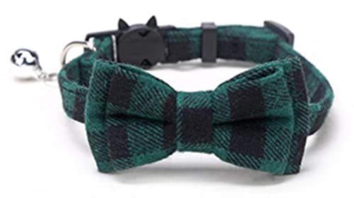 1 Stück Bowknot Breakaway Katzenhalsband Fliege Sicherheitsschnalle Plaid Chihuahua Halskette Elastisches verstellbares Hundehalsband für Welpen-Grün, 1 cm x 26 cm von ZXDC