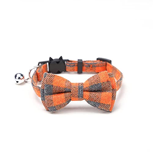 1 Stück Bunte Karierte Gitter Katzenhalsbänder Baumwolle gestreift Bowknot Halskette Bulldogge Chihuahua Fliege Party Bandana Halsband-Orange von ZXDC