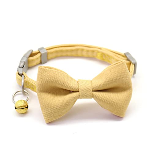 1 Stück Einfarbige Haustiere Hundehalsbänder Niedlich Bowknot Katzen Nackenriemen Verstellbares Halsband Haustierbedarf-Gelb,1.0x22-30CM von ZXDC