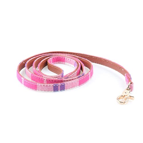 1 Stück Haustier Hundehalsband Leder Plaid Schleife Katzenhalsband Yorkie Chihuahua Halsband Für Hunde Katze Fliege Kleiner Hund Walking-Rosa Leine,2.0x30-45cm von ZXDC