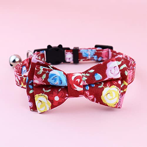 1 Stück Haustierhalsband mit Glocke Bowknot Blumen Katzenhalsband Verstellbare Katze Kleines Hundehalsband Aufdruck Halskette Heimtierbedarf-3 von ZXDC