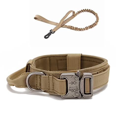 1 Stück Hundehalsband Zugseil Outdoor-Training Hundezubehör Verstellbares Schnellverschluss-Hundehalsband Hundeleine Set-Khaki,M von ZXDC