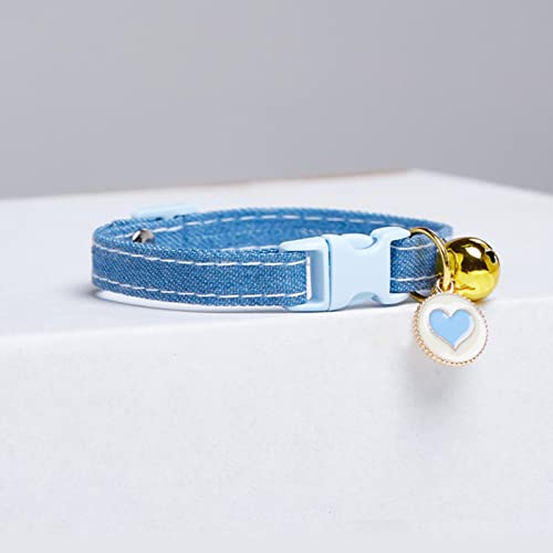 1 Stück Katzenhalsband Hundehalsband Haustier Sicherheitshalsband Halskette Schöne Glocke Halskette Anhänger Katzenzubehör Verstellbares Halsband-Blaues Herz von ZXDC