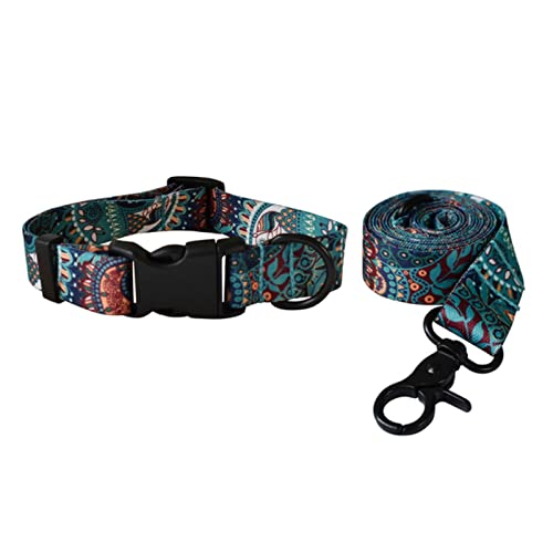 1 Stück Kunststoff-Release-Schnalle Hundeleine und Halsband-Set Nylon bedrucktes Haustier-Halsband Heimtierbedarf handgefertigte französische Bulldogge-Hundeleine-Halsband-Set,XL von ZXDC