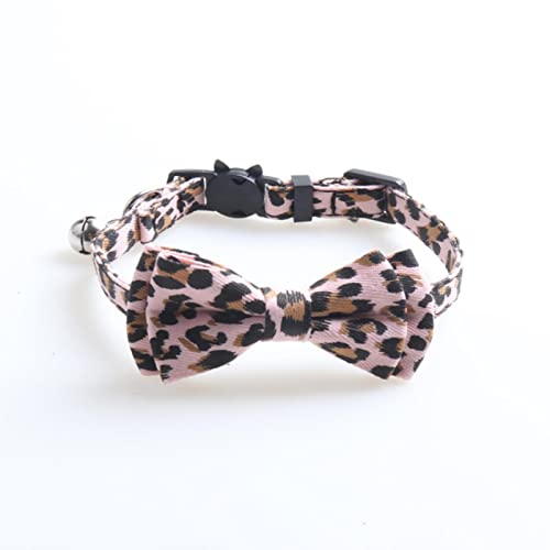 1 Stück Leopardenmuster Bowknot Katzenhalsband Verstellbare Schnalle Kitty Fliege mit Glöckchen Kleine Hundehalsbänder Haustierbedarf-Leopardenmuster Rosa,1.0X28CM von ZXDC