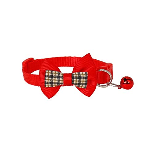 1 Stück Pet Breakaway Katzenhalsband Fliege und Glocke Süßes Plaid Bedrucktes Elastisches Verstellbares Hundehalsband Mit Kleiner Glocke Für Katzen-1 von ZXDC