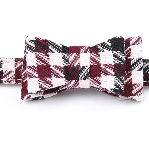 1 Stück Plaid Gestreift Haustiere Hundehalsbänder Leder Bowknot Welpen Katzen Halskette Verstellbare Bulldogge Kleine Hundehalsbänder-Plaid 01,1.3x42cm von ZXDC